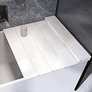 Bathtub Tray, Foldable Anti-dust Bathtub Cover Bath Insulation Cover, PVC Shutter Bath Lid Fit Most Tubs, Can Store Wine Glass, Books, Tablets, Cellphones