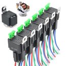 6X  12V Relay 4 PIN Automotive 30AMP 30a Normally Open Contact Fused + 30a Fuses
