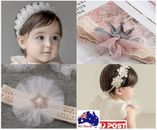 Baby girl lace flower headband newborn infant hair band turban photography acces