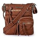 Montana West Multi Pocket Crossbody Purse for Women Shoulder Bag Ultra Soft Washed Vegan Leather Travel Bag,MWC-046CM