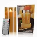 Ltettes Single (H-6"X D-3") Led Glass Cup Pillar Flameless Electric Candles With Flickering Faux Wick,Amber Color Glass-Aa Battery Powered With Remote For Home Decor-[Batteries Included]