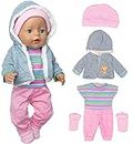 4pc/set Doll Clothes Accessories for 43cm / 17inch Baby Dolls Include Coat Rompers Hat Socks (No Doll)