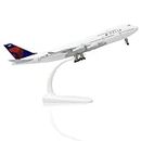 QIYUMOKE Boeing 747 Delta Airlines 1/300 Diecast Metal Airplane Model with Stand Alloy Display Airliner Collectible Model Kit for Aviation Enthusiast Gift