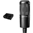 Native Instruments Komplete Audio 2 Two-Channel Audio Interface 26148 & Audio-Technica AT2020 Cardioid Condenser Microphone (XLR connection) for voiceover, podcasting, streaming and recording, Black