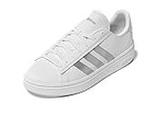 adidas Womens Grand Court Alpha Sneaker, White/Silver Metallic/White, 6.5 US