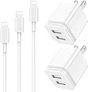 LUOATIP Phone Charger Cable 3ft 6ft 10ft with Wall Plug, LUOATIP 5-Pack Long Charging Cord + Dual Port USB Block Cube Adapter Replacement for iPhone 11 XS/XS Max/XR/X 8/7/6/6S Plus SE/5S/5C, Pad, Pod