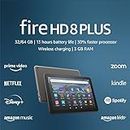 Amazon Fire HD 8 Plus tablet, 8” HD Display, 64 GB, 30% faster processor, 3GB RAM, wireless charging, (2022 release), Gray