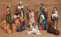 KariGhar® 15 pcs Nativity Set/Crib Set 8 INCH Perfect for Christmas Gifting & Decoration Pack Includes Mary,Joseph,Baby Jesus, Angel, 3 Wise Men, The Shepherd, 7 Animals A0076 Multicolor