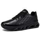 FATES TEX Impermeables Zapatillas Hombre Cuero Al Aire Libre Zapatos Deporte Gimnasio Amortiguación Moda Casual Calzado Running Sneaker(C-Negro,43 EU)