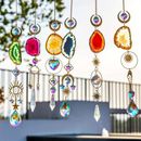 1/6pcs Crystal Suncatcher Sun Catchers Indoor Window Hanging Sun Catchers With Crystals Light Catcher With Prisms And Agate Slices For Indoor Outdoor Home Garden Wedding Decorations