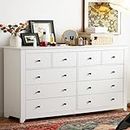 EnHomee White Dresser, Dresser for Bedroom with 10 Drawers Wood Dresser with Smooth Metal Rail, Large Dressers & Chests of Drawers Wide Dresser, White 52.2W*15.8" D*35.8" H