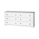 Prepac Monterey Bedroom Furniture: White Double Dresser for Bedroom, 6-Drawer Wide Chest of Drawers, Traditional Bedroom Dresser, WDC-6330-V, 59"W x 16"D x 29"H