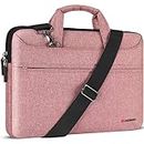 DOMISO 17 inch Laptop Sleeve Shoulder Bag Water-Resistant Messenger Bag Business Briefcase for 17.3" Notebooks/17.3" Dell Inspiron/MSI GS73VR Stealth Pro/Lenovo IdeaPad/HP Envy/LG Gram/ASUS ROG,Pink