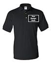 Add Your Own Text Design Custom Personalized Digitally Printed Adult Polo Shirt (Medium, Black)