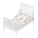 1/12 Dollhouse Metal Bed,Doll House Miniature Bed Furniture with Pillow for Dollhouse Bedroom (Star Pattern)