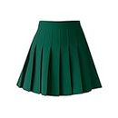 ZHANCHTONG Women's High Waist A-Line Pleated Mini Skirt Short Tennis Skirt, Dark Green, X-Small