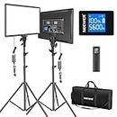 NEEWER LED Video Lighting Kit with 2.4G Wireless Remote Kit: 2-Pack Dimmable Bi-Color 18" Large LED Panel+ Light Stand, 45W 3200K-5600K CRI97+ Studio Light for Photography Video Shooting Live Stream