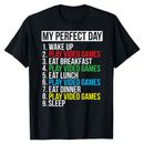 Tees For Men, Funny 'my Perfect Day' Print T Shirt, Casual Short Sleeve Tshirt For Summer Spring Fall, Tops As Gifts, For People Who Love Video Games