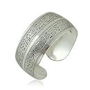 BODYA Tibeten Silver Carved Spiral Flower Connecting Branches Pattern Wide Band Open Cuff Bracelet Bangle