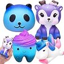 Yetech Jumbo Squishies Slow Rising Squishy Toys Galaxy Starry Packs Scented Squishy Squeeze Toy Stress Reliever Gift (Tooth + Panda + Unicorn + Deer)