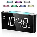 Mesqool Digital Alarm Clock for Kids,Clock for Bedrooms with 7-Color Night Light,7.5''LED Display,2 USB Phone Chargers,Full Dimmer,3 Volume,Big Snooze,12/24H&DST,Battery Backup,Plug in Clock for Teens