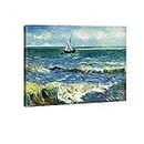 Wieco Art - Seascape at Saintes Maries by Vincent Van Gogh Oil Paintings Reproduction Classical Giclee Canvas Prints Artwork Ocean Pictures Paintings on Canvas Wall Art for Bedroom Home Decorations
