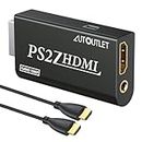 AUTOUTLET PS2 zu HDMI Konverter, PS2 zu HDMI Adapter Konverter PS2 auf HDMI Konverter mit 3,5 mm Kopfhörer Audio Buchse und 1,5m HDMI Kabel, für PS2 HDTV HDMI Monitor