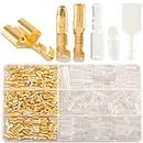 Double Bullet Connectors Kit, 320pcs 3.9mm 3.5mm Bullet Terminals with Insulation Cover, Gold Brass Bullet Wire Connectors Male and Female Crimp Terminals, Automotive Motorcycle Electrical Connectors