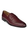 HATS OFF ACCESSORIES Genuine Leather Burgundy Penny Loafer Shoes (HOA-AW23002)