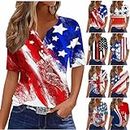 Generic My Orders,Fourth of July Clothes Patriotic Shirts for Women 2024 Star Stripes American Flag 4th of July Tunic Tops Print Independence Day Blouses 4th of July Apparel S