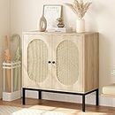 IDEALHOUSE Rattan Buffet Cabinet, Storage Cabinet with Doors and Shelves, Accent Cabinet Sideboard, Wood Console Cabinet with Storage Entryway Cabinet for Living Room, Dining Room, Hallway (Natural)