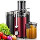 Juicer Machine, 800W Centrifugal Juicer Extractor with Wide Mouth 3” Feed Chute for Fruit Vegetable, Easy to Clean, Stainless Steel, BPA-free (Metallic Red)