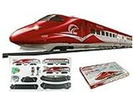 Shivaaro Tigers Bullet Train Set with Light and Sound & Track High Speed Electric Metro Train with Long Track and Flyover Signal Accessories Best Train Toy for Kids