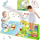 Musical Toys for Toddlers, 3 in 1 Piano Keyboard & Drum Mat, Kids Music Sensory Play Mat Baby Toys, Early Educational Learning Musical Toy Piano Mat, First Birthday Gifts for Girls Boys Present Green