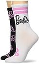 Barbie Womens 2 Pack Mid Crew Casual Sock, White Black Multi, 9-11 US