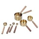 Measuring Spoons Set, 8Pcs Stainless Steel Measuring Cup with Wooden Handle Bartending Scale Measuring Spoon Baking Tool