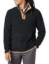Amazon Essentials Men's Snap-Front Pullover Polar Fleece Jacket, Black Camel Color Block, Large
