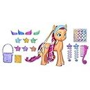 Hasbro My Little Pony: A New Generation Rainbow Reveal Sunny Starscout - 6-Inch Orange Pony Toy with Surprise Rainbow Braid and 17 Accessories, Sustainable Packaging, F1794