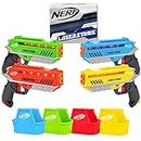 NERF Laser Strike 4 Player Laser Tag Game Pack Complete with 4 300ft Range Blasters & 4 Holsters - Indoor or Outdoor Play Arcade Games, Toys for Kids & Family