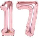 GLEAM® 16” No.17 Rose Gold Foil Balloon Decoration for 17th Birthday Decoration Items for Boys Or Girls Anniversary, Marriage , wedding party ,baby shower ,graduation party , ceremony , stage background ,Christmas party ,dance party , baby party , cocktail , disco and Bachelorette Decoration Items / 17th Anniversary Decorations or 17th Year Birthday Party decoration Pack of 2 (Rose Gold 17)
