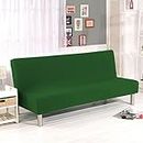ZIAYI 21 Solid Colors Armless Sofa Bed Cover Universal Size Elastic Cheap Couch Covers Washable Removable Slipcovers for Living Room-Green-S Size 150-185cm