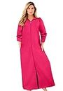 Dreams & Co. Women's Plus Size Long Hooded Fleece Sweatshirt Robe, Pink Burst, X-Large Plus