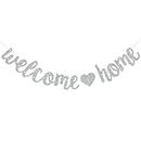 BEISHIDA Silver Welcome Home Banner,No DIY,Pre-Strung Welcome home Decorations,Glitter welcome home Party Sign,Homecoming,Housewarming,Graduation Ceremony, Family Reunion, Military Return Party