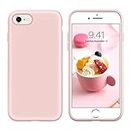 iPhone SE 2022 Case,iPhone 7/8/SE 2020 Case,DUEDUE Liquid Silicone Soft Gel Rubber Full Body Protective Case with Soft Microfiber Cloth Lining Cushion Shockproof Slim Cover for iPhone 7/8/SE2/SE3,Pink Sand