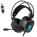 MERISHOPP® S100 Gaming Headphone Wired 7-LED with Microphone for Computer Black USB/Gaming Headset/PC Gaming Headset/PS5 Gaming Headset/Wireless Gaming Headset/Gaming Headset with Mic