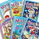 Magic Water Book for Kids with Magical Water Doodle Pen, Reusable Self Drying Water Painting Books, Best Montessori Toy Gift, Age 3+ Years, Pack of 4