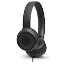 JBL Tune500 On-Ear Kopfhörer mit Kabel - Ohrhörer mit 1-Tasten-Fernbedienung, integriertem Mikrofon und Alexa-Integration - Telefonieren und Musik hören unterwegs Schwarz, JBLT500BLK