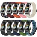 Nidoujin 10 Pack Bands Compatible with Fitbit Charge 5 Bands, Adjustable Soft Breathable Elastic Nylon Wristband Replacement Straps for Fitbit Charge 5 Women Men