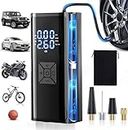 Tire Inflator Portable Air Compressor, Electric Air Pump 2X Faster & 160PSI 12V Smart, Cordless Tire Inflator for Car Tires, Bike, Motorcycle, Balls Gonfleur De Pneus with Accurate LCD Pressure Gauge