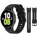 Tasikar No Gap Straps Compatible with Samsung Galaxy Watch 6/5/4 Strap 40mm 44mm/Watch 6 Classic 43mm 47mm/Watch 5 Pro/Watch 4 Classic, 20mm Soft Silicone Sport Band for Women Men, Black